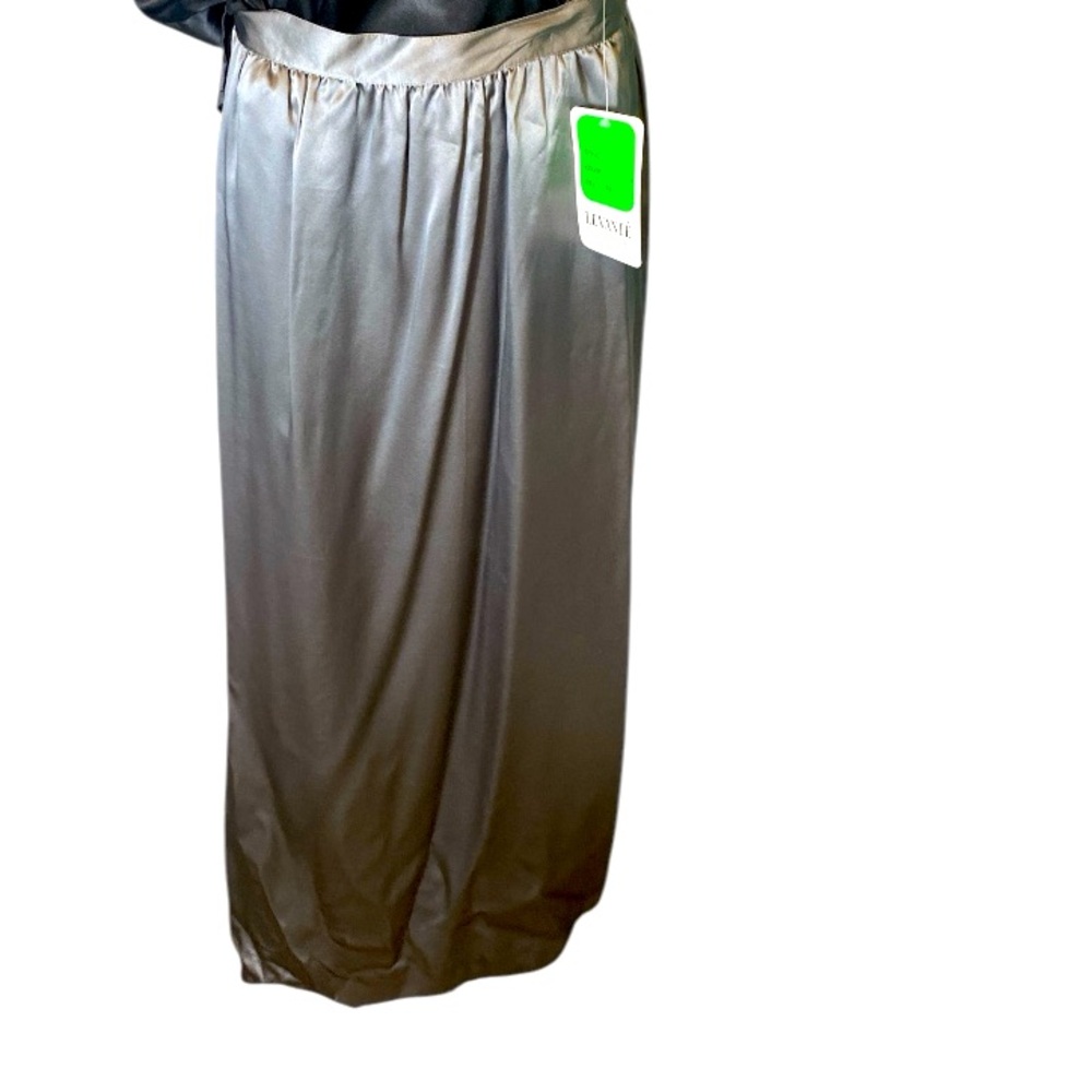 Levante NWT Vintage Maxi Gray Skirt with hidden pockets 100% Luxury Silk Sz 10